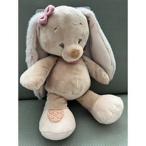 Nattou  Loves Your Baby Bunny Rabbit  Plush Stuffed Crib Girl Toy Tan Pink New